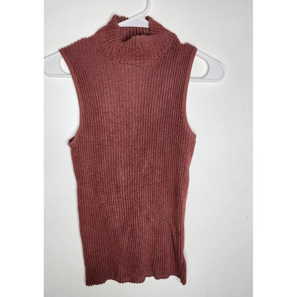 Moth Sweater Womens XS Pink Ribbed Mock Neck Sleeveless Pullover Tank Top Soft - Picture 1 of 7